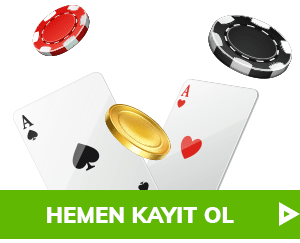 İki oyun kartı ve renkli jetonların yer aldığı kayıt ol çağrılı en çok kazandıran slot oyunları tanıtım görseli